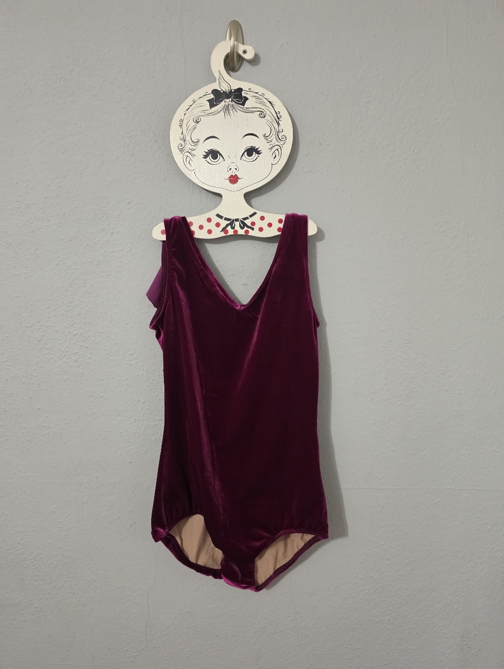 Just Dance Custom Dancewear Magneta Velvet Ruffled Leotard Size Small